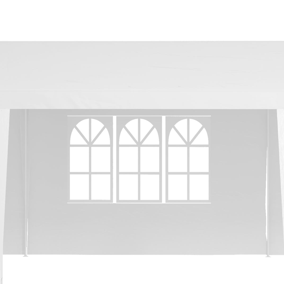 White window frame with three arched windows on a white background