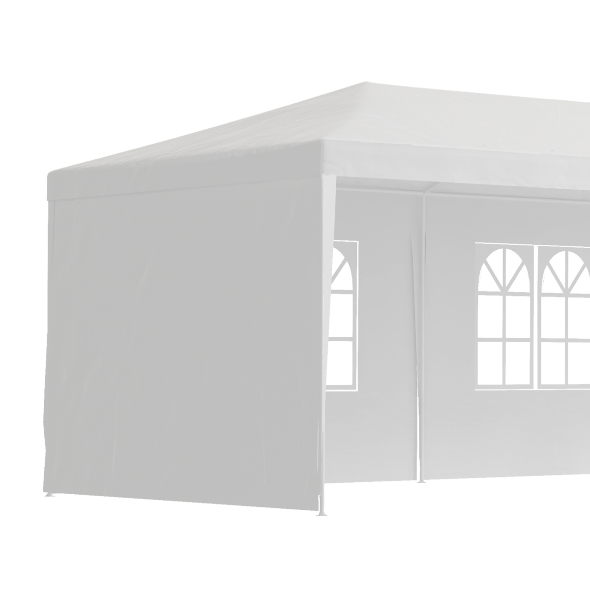 White outdoor canopy marquee with side walls on a white background